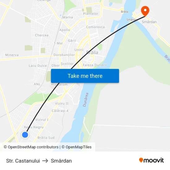 Str. Castanului to Smârdan map