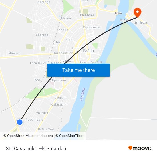 Str. Castanului to Smârdan map