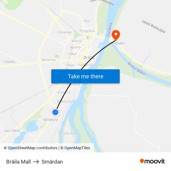 Brăila Mall to Smârdan map