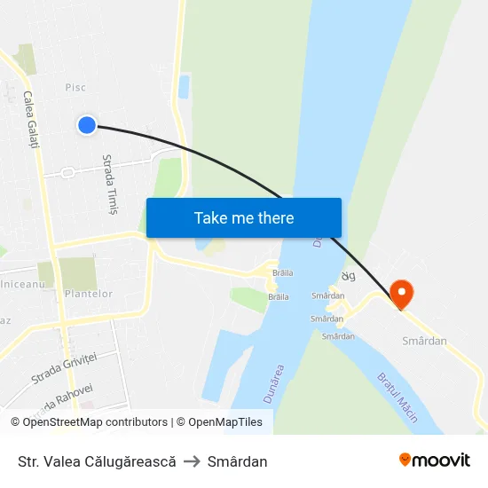 Str. Valea Călugărească to Smârdan map