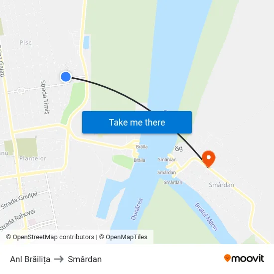 Anl Brăilița to Smârdan map