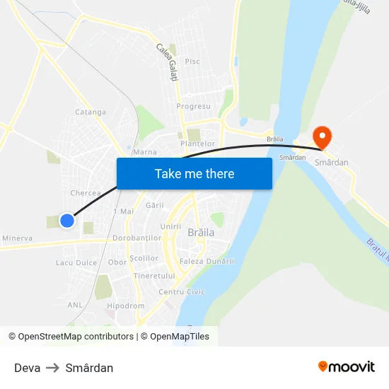 Deva to Smârdan map