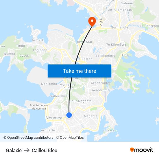Galaxie to Caillou Bleu map