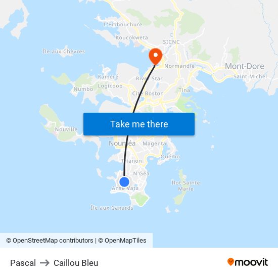 Pascal to Caillou Bleu map