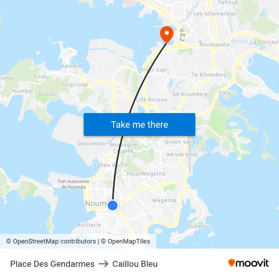 Place Des Gendarmes to Caillou Bleu map