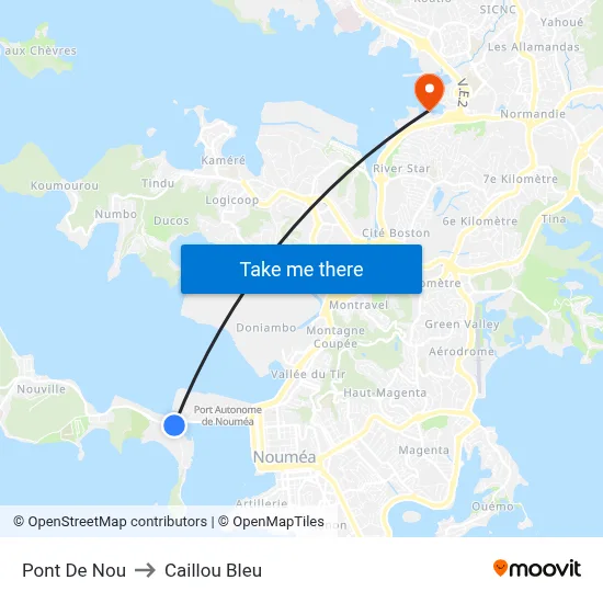 Pont De Nou to Caillou Bleu map
