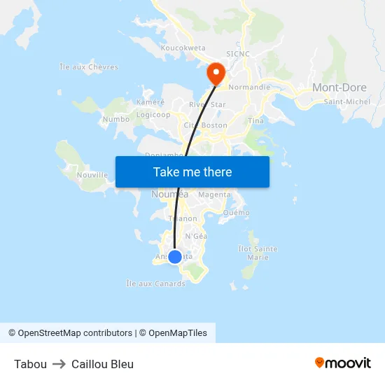 Tabou to Caillou Bleu map