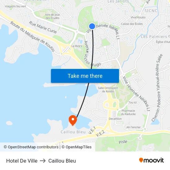 Hotel De Ville to Caillou Bleu map