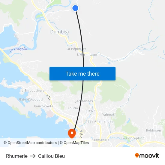 Rhumerie to Caillou Bleu map