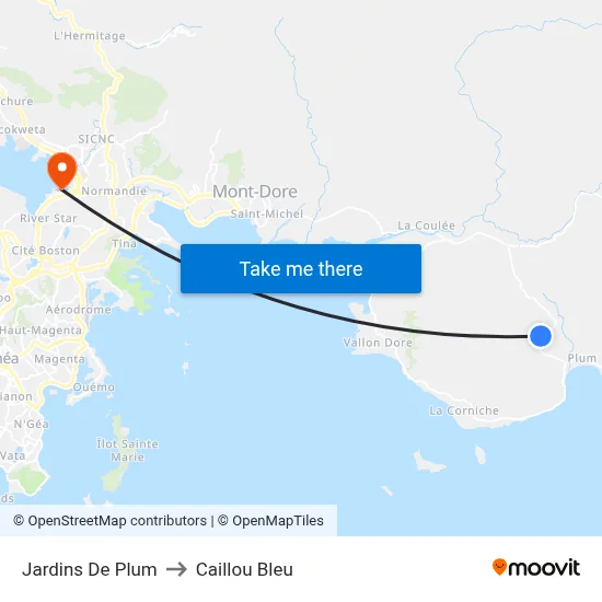 Jardins De Plum to Caillou Bleu map