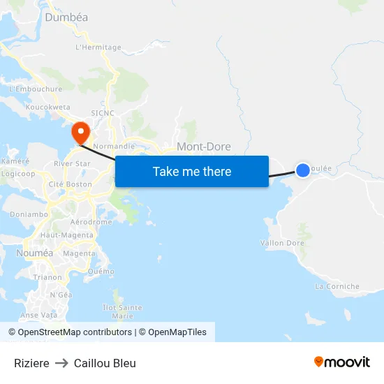 Riziere to Caillou Bleu map
