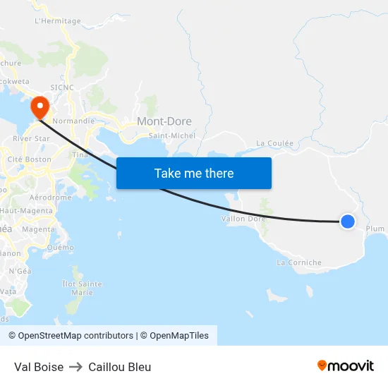 Val Boise to Caillou Bleu map