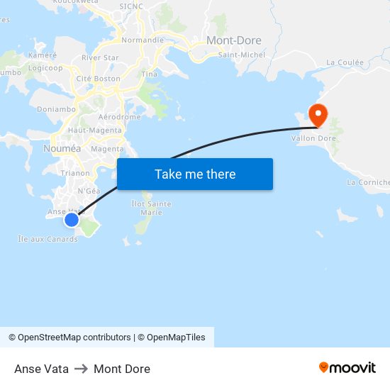 Anse Vata to Mont Dore map