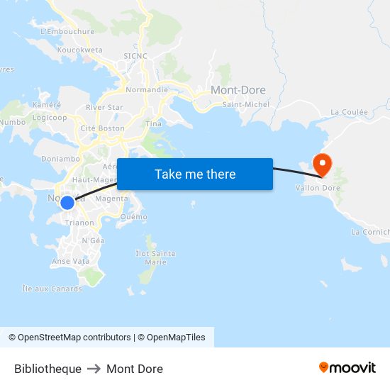 Bibliotheque to Mont Dore map