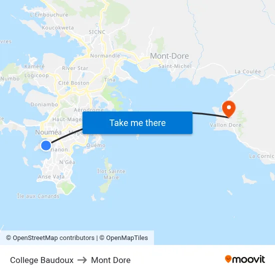 College Baudoux to Mont Dore map