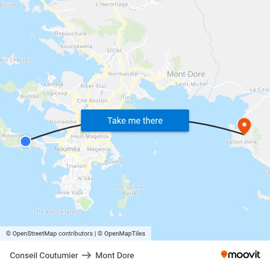 Conseil Coutumier to Mont Dore map