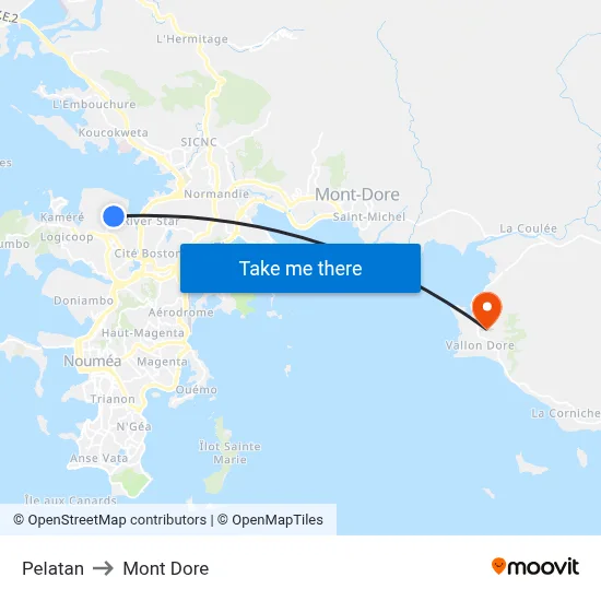 Pelatan to Mont Dore map