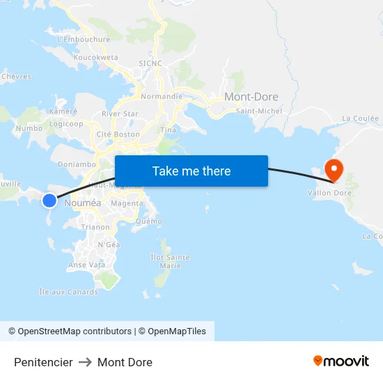 Penitencier to Mont Dore map