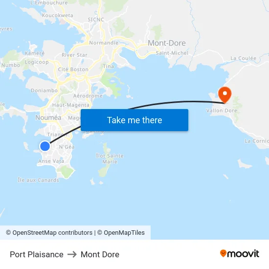 Port Plaisance to Mont Dore map