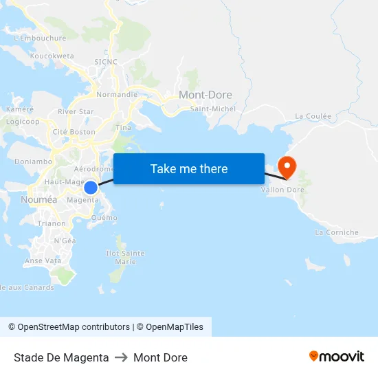 Stade De Magenta to Mont Dore map