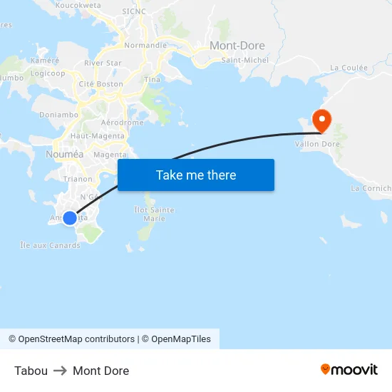 Tabou to Mont Dore map