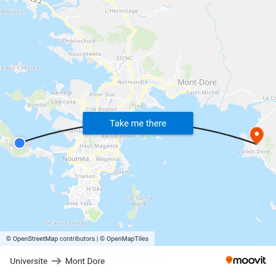 Universite to Mont Dore map