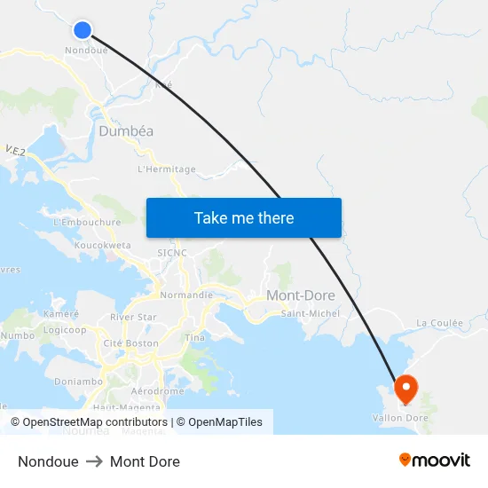 Nondoue to Mont Dore map