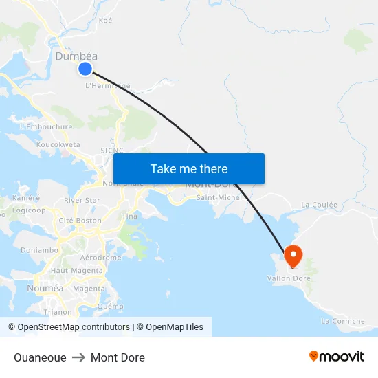 Ouaneoue to Mont Dore map