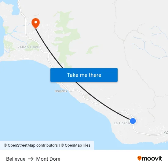Bellevue to Mont Dore map