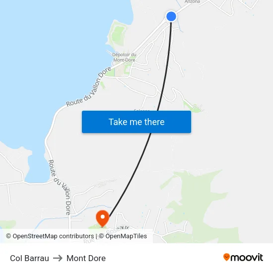Col Barrau to Mont Dore map