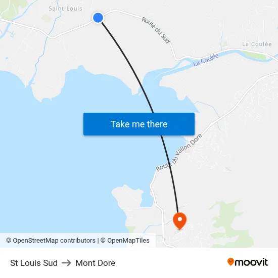 St Louis Sud to Mont Dore map