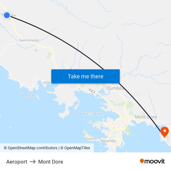 Aeroport to Mont Dore map