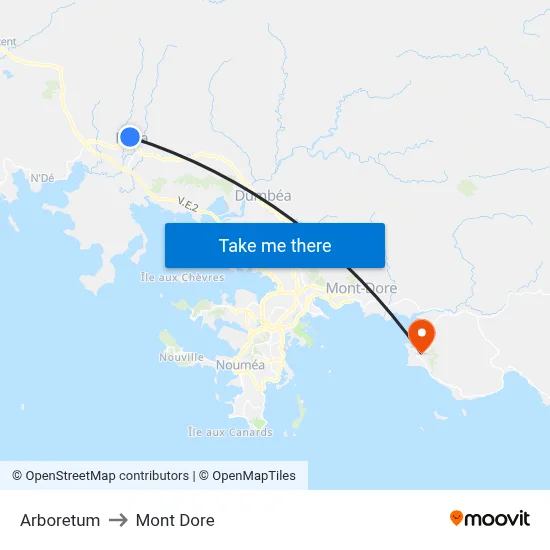 Arboretum to Mont Dore map