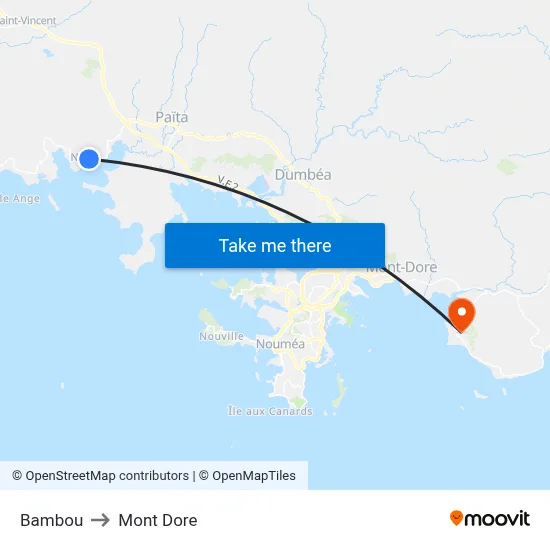 Bambou to Mont Dore map