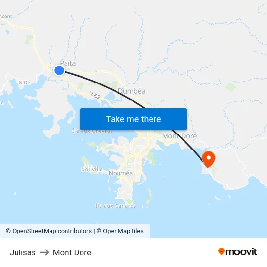 Julisas to Mont Dore map