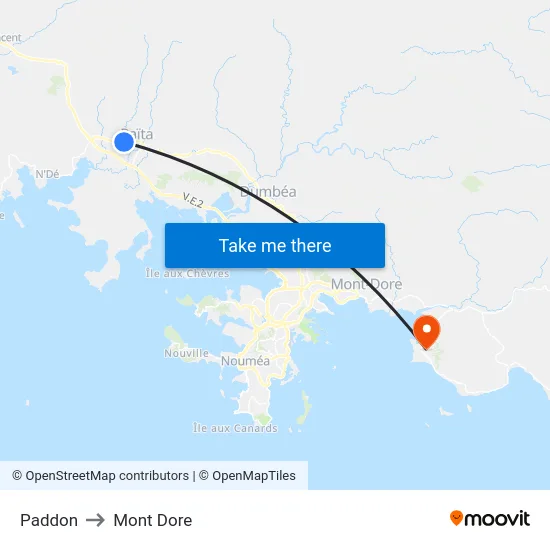 Paddon to Mont Dore map