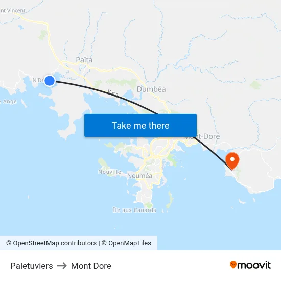 Paletuviers to Mont Dore map
