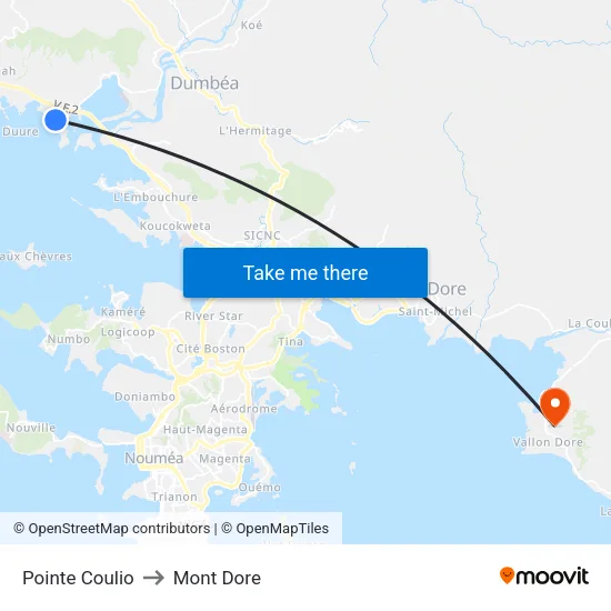 Pointe Coulio to Mont Dore map