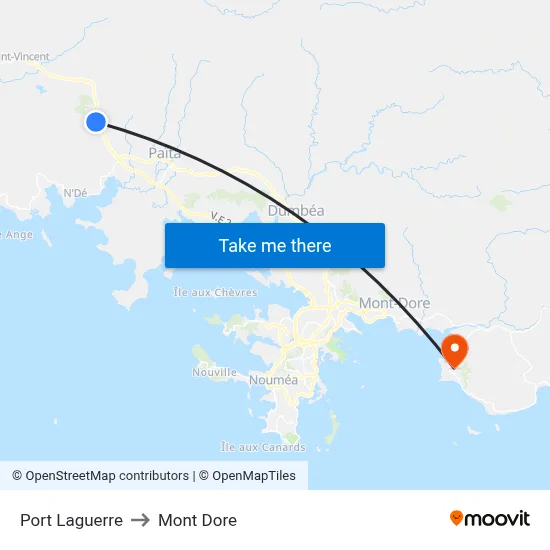 Port Laguerre to Mont Dore map