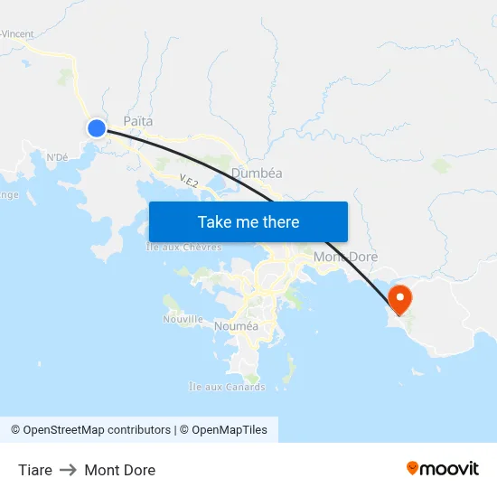 Tiare to Mont Dore map