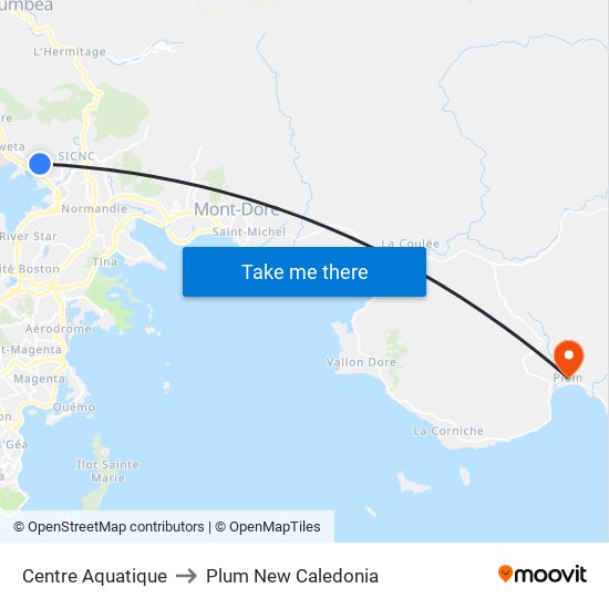 Centre Aquatique to Plum New Caledonia map