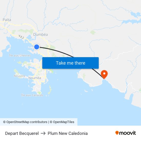 Depart Becquerel to Plum New Caledonia map