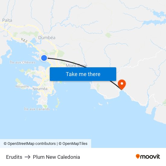 Erudits to Plum New Caledonia map