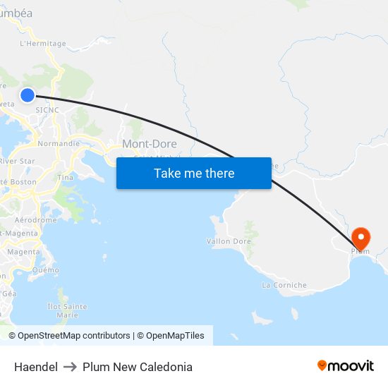 Haendel to Plum New Caledonia map