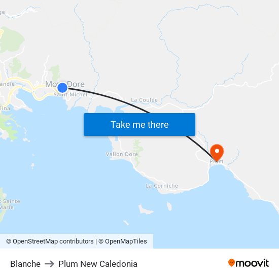 Blanche to Plum New Caledonia map