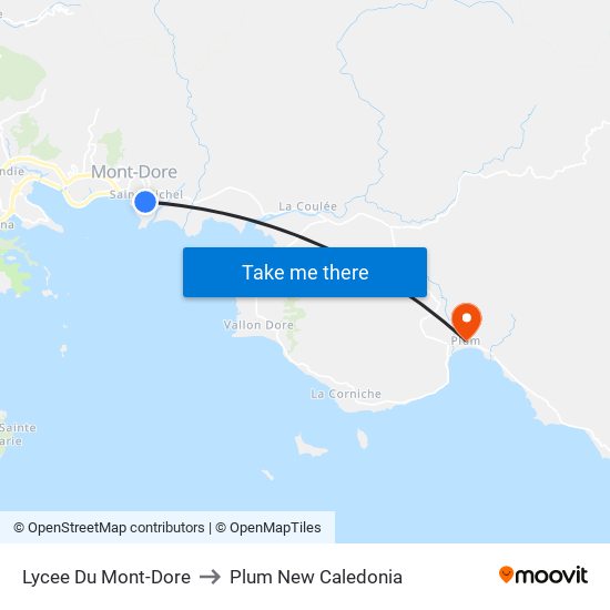 Lycee Du Mont-Dore to Plum New Caledonia map