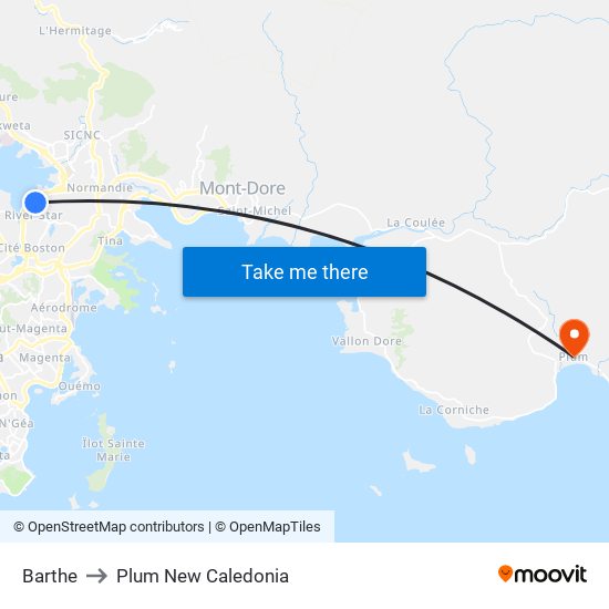 Barthe to Plum New Caledonia map