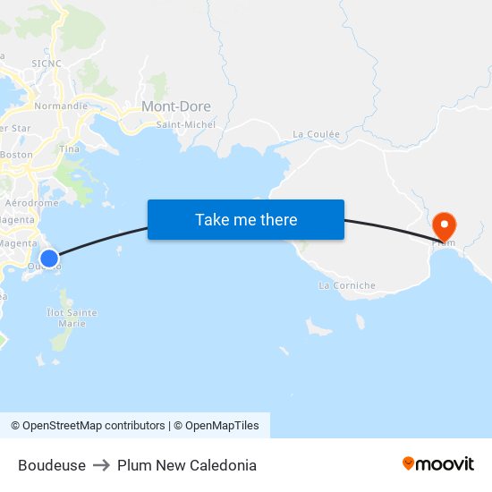 Boudeuse to Plum New Caledonia map