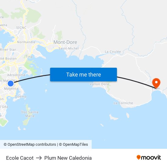 Ecole Cacot to Plum New Caledonia map