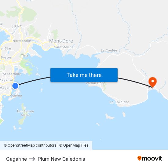 Gagarine to Plum New Caledonia map